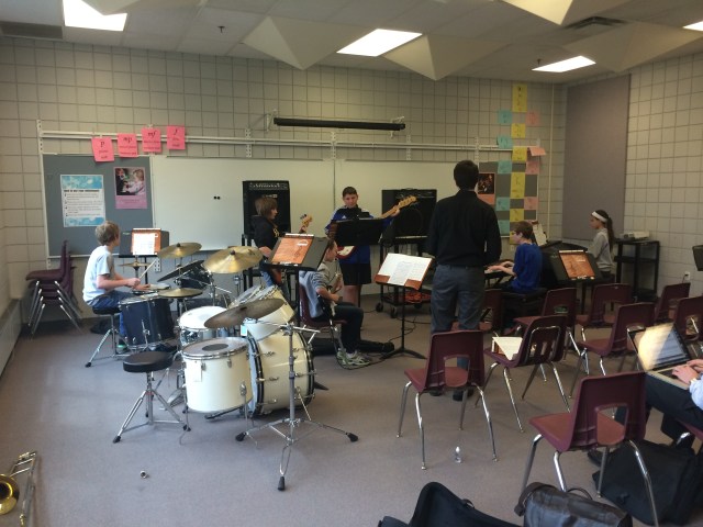 Mike Conrad working with the Prairie Ridge Jazz Rhythm Section