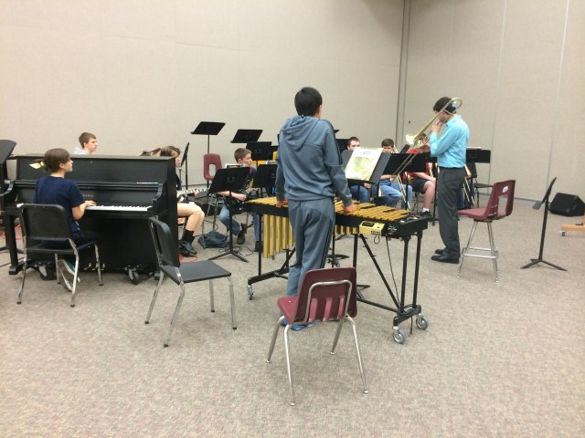 9th Grade jazz students improvising with Mike Conrad