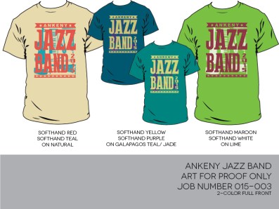 Ankeny Jazz T-shirt colors/design