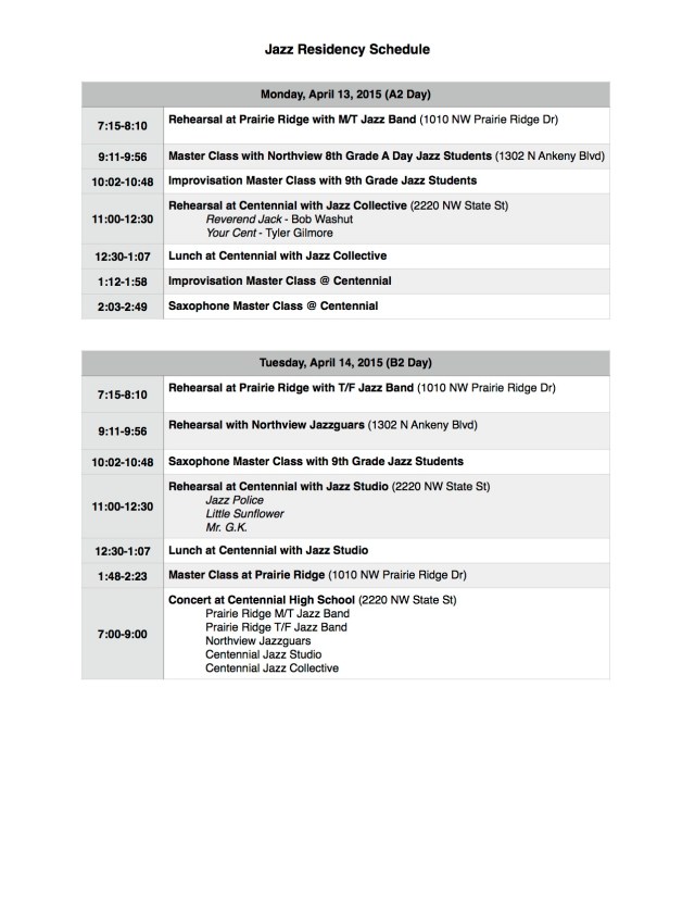 2015 Residency Schedule